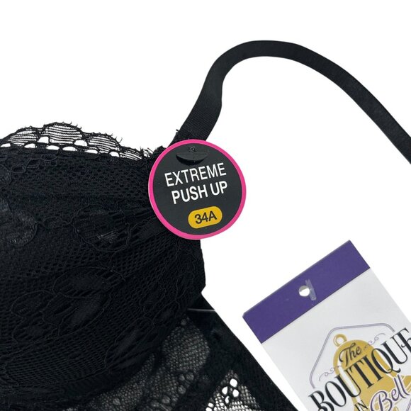 NWOT René Rofé Extreme Push Up Bra Black Lace Convertible Strap 34A - Picture 4 of 12